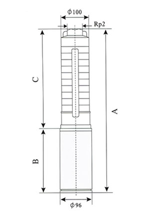 SP12不銹鋼多級深井潛水電泵外形尺寸圖