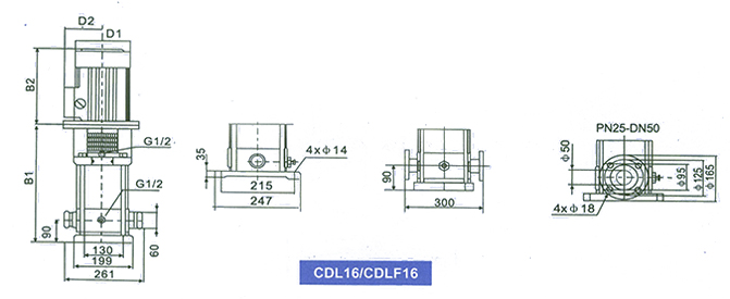 CDL16 / CDLF16系列多級(jí)泵安裝尺寸
