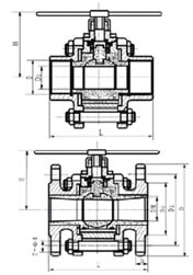 Q11H三片式鍛不銹鋼球閥結(jié)構(gòu)圖