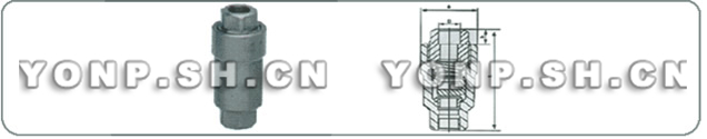 H12H-40 H12H-160 內(nèi)螺紋立式不銹鋼止回閥、承插焊立式不銹鋼止回閥外形尺寸圖