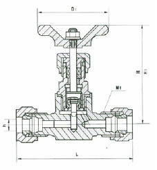 JJY1-1.6/32P型卡套式不銹鋼針型閥外形尺寸圖