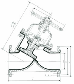G45J-6型 直流式襯膠隔膜閥外形尺寸圖
