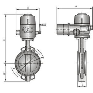 D971X/F/J/H/S-10/16C(Q/P)脫硫電動蝶閥閥外形尺寸圖