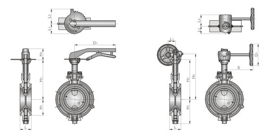 F500防結(jié)露鋁合金壓鑄蝶閥外形尺寸圖
