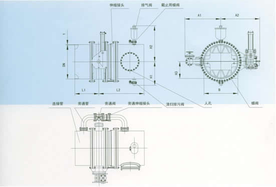 水輪機(jī)蝶閥成套裝置外形尺寸圖