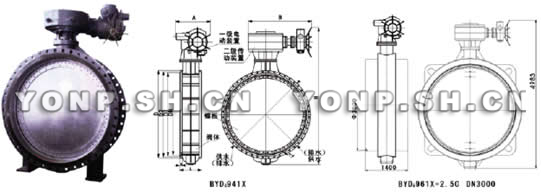 DK941X真空蝶閥外形尺寸圖