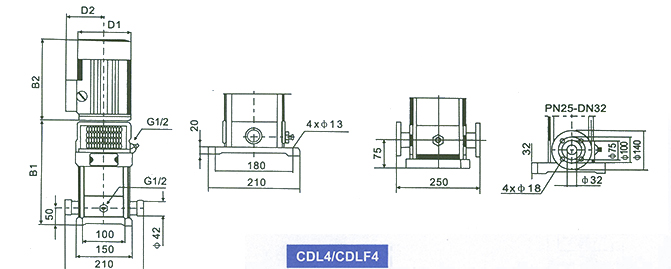 CDL4/ CDLF4系列多級泵安裝尺寸