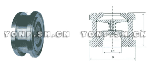 H72升降式對夾止回閥外形尺寸圖