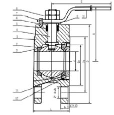 Q4/71F對夾浮動球閥結(jié)構(gòu)圖