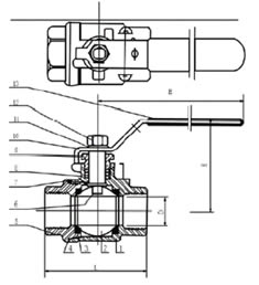 Q11F二片式浮動球閥結構圖