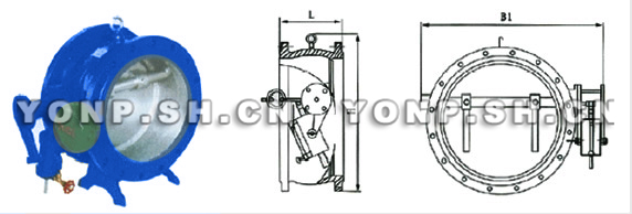 HH47蝶式緩沖法蘭止回閥外形尺寸圖