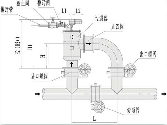 LDSL電動刷式過濾器安裝示意圖數(shù)