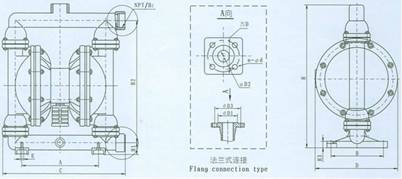 QBK氣動隔膜泵安裝尺寸圖