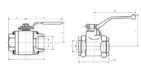 Q11N內(nèi)螺紋高壓球閥結(jié)構(gòu)圖