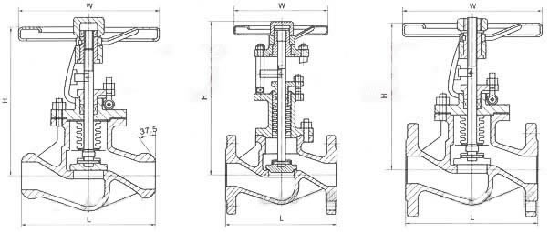 國(guó)標(biāo)波紋管截止閥外形尺寸圖