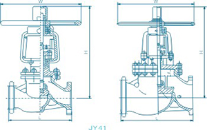 JY41W銅氧氣專用截止閥外形尺寸圖