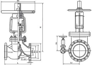 JY41H氧氣截止閥外形尺寸圖