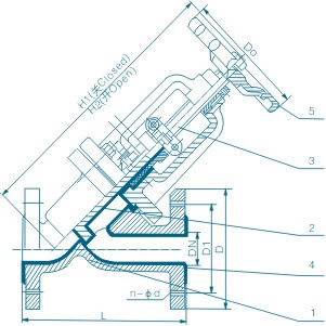 直流式襯氟截止閥結(jié)構(gòu)圖