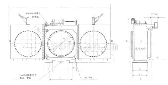 FF641X/H-0.5/1.0/1.5/2.5封閉式氣液動插板閥 尺寸圖