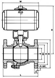 氣動法蘭美標(biāo)球閥 結(jié)構(gòu)圖
