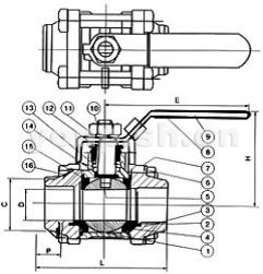 對焊三片式浮動球閥