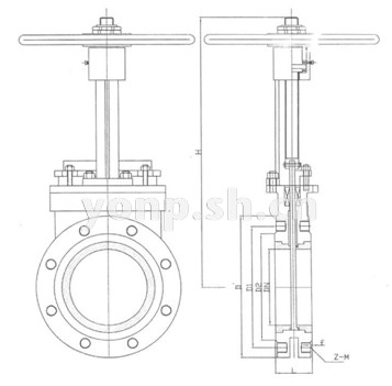 PZ73Tc-16C陶瓷刀型閘閥 尺寸圖