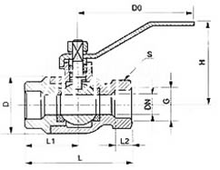Q11S/Q41S絲口高溫球閥結(jié)構(gòu)圖