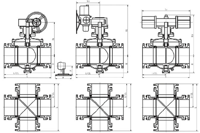 Q941F四通四密封電動球閥結(jié)構(gòu)圖2
