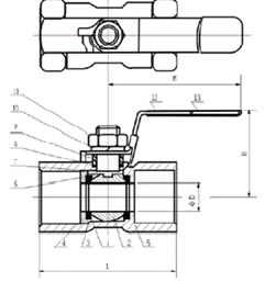 Q11F一片式球閥 結構圖