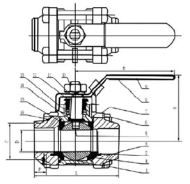 Q61F三片式對焊球閥結(jié)構(gòu)圖