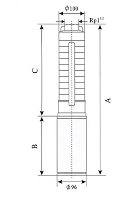 SP5不銹鋼多級深井潛水電泵外形尺寸圖