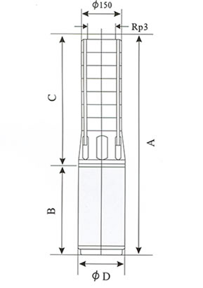SP42不銹鋼多級深井潛水電泵外形尺寸圖