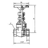 Z15T/W-16型內(nèi)螺紋楔式閘閥外形尺寸圖