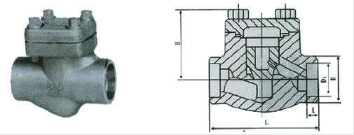 H61H/Y美標(biāo)鍛鋼升降式止回閥外形尺寸圖