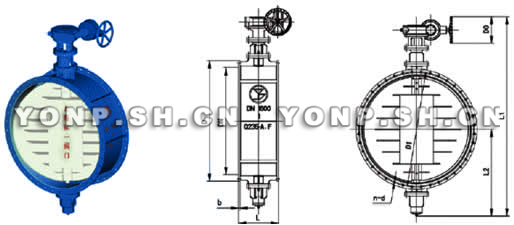 TD341W手動蝸輪通風(fēng)蝶閥外形尺寸圖