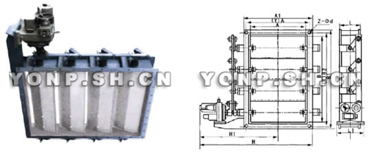 電動矩形百葉式調節(jié)蝶閥外形尺寸圖