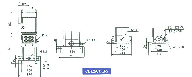 CDL2 / CDLF2系列多級(jí)泵安裝尺寸