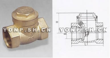 H14X-16T黃銅螺紋旋啟式止回閥外形尺寸圖