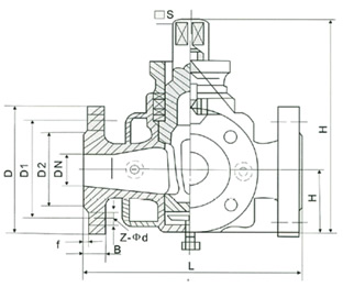 BX44W-1.0P/R/C三通保溫旋塞閥外形尺寸圖