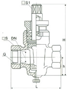 X13T-1.0二通內(nèi)螺紋銅芯旋塞閥外形尺寸圖