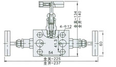 儀表針型三組閥 1151型外形尺寸圖