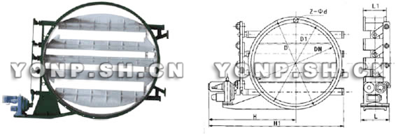 圓形百葉式硬密封調(diào)節(jié)蝶閥外形尺寸圖