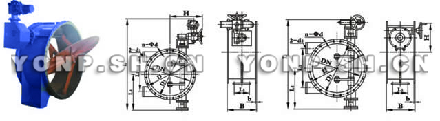 翻板式硬密封蝶閥外形尺寸圖
