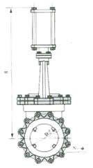PZ643X/H/F-6/10/16氣動(dòng)對(duì)夾式刀形閘閥外形尺寸圖2