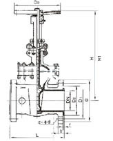 Z41F46襯里楔式閘閥外形尺寸圖