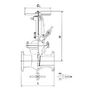 帶吹掃孔楔式閘閥外形尺寸圖