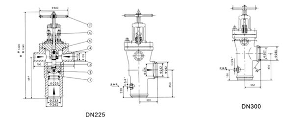 DN225、DN300高加出口止回閥外形尺寸圖