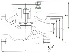 H41W銅升降式止回閥外形尺寸圖